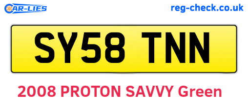 SY58TNN are the vehicle registration plates.