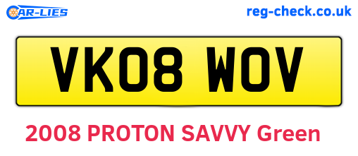 VK08WOV are the vehicle registration plates.