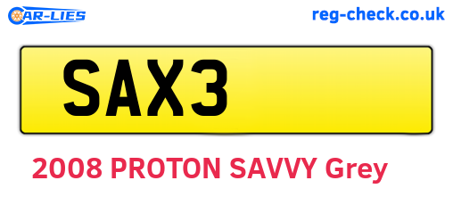 SAX3 are the vehicle registration plates.