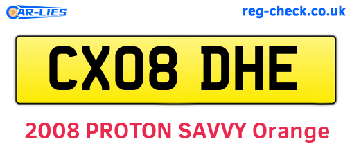 CX08DHE are the vehicle registration plates.