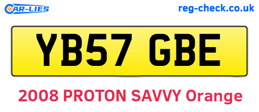 YB57GBE are the vehicle registration plates.