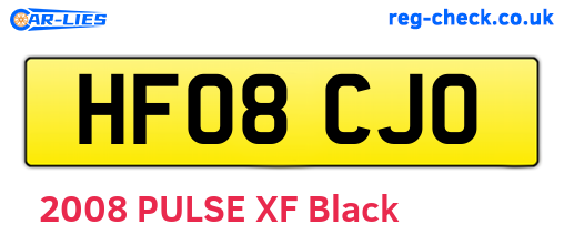 HF08CJO are the vehicle registration plates.