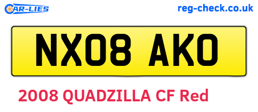 NX08AKO are the vehicle registration plates.