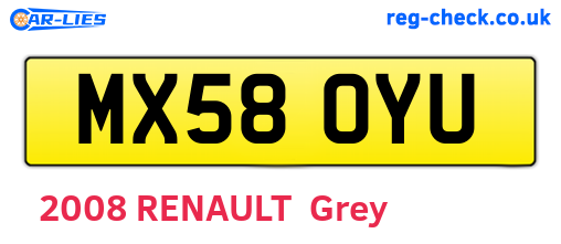 MX58OYU are the vehicle registration plates.