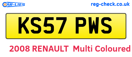KS57PWS are the vehicle registration plates.
