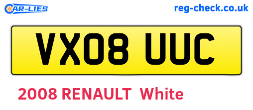 VX08UUC are the vehicle registration plates.