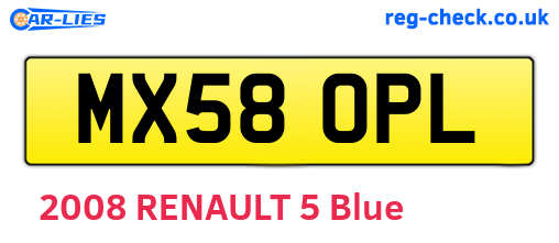 MX58OPL are the vehicle registration plates.