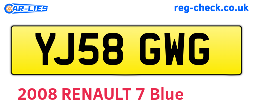 YJ58GWG are the vehicle registration plates.