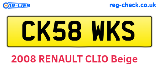 CK58WKS are the vehicle registration plates.