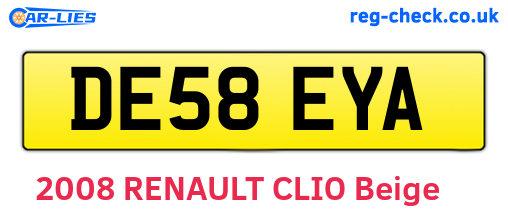DE58EYA are the vehicle registration plates.