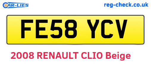 FE58YCV are the vehicle registration plates.