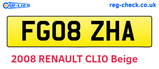 FG08ZHA are the vehicle registration plates.