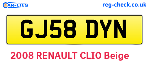 GJ58DYN are the vehicle registration plates.