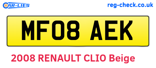 MF08AEK are the vehicle registration plates.