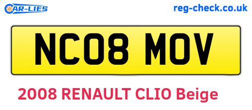 NC08MOV are the vehicle registration plates.