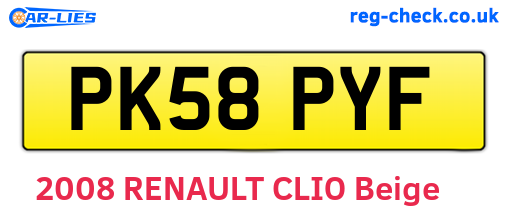 PK58PYF are the vehicle registration plates.