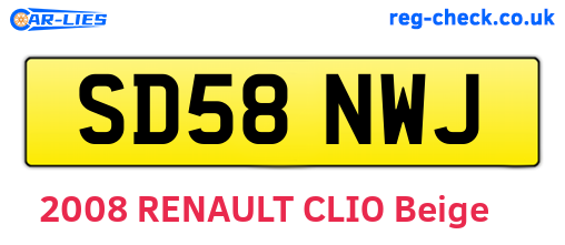 SD58NWJ are the vehicle registration plates.