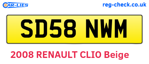 SD58NWM are the vehicle registration plates.