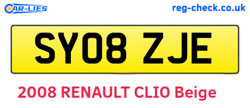 SY08ZJE are the vehicle registration plates.