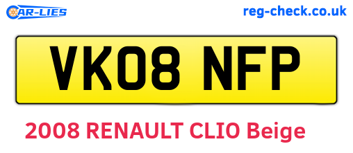 VK08NFP are the vehicle registration plates.