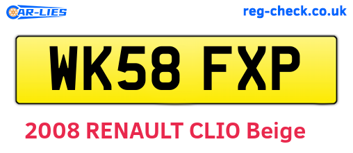 WK58FXP are the vehicle registration plates.
