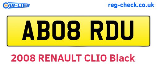 AB08RDU are the vehicle registration plates.