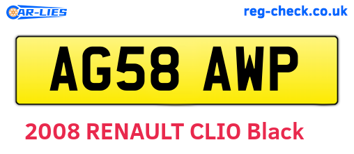 AG58AWP are the vehicle registration plates.
