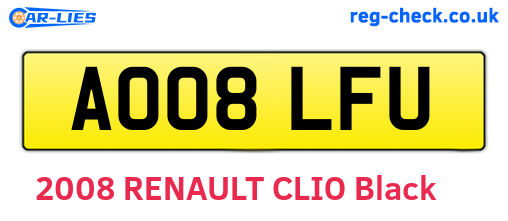 AO08LFU are the vehicle registration plates.