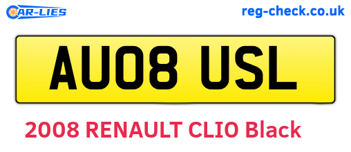 AU08USL are the vehicle registration plates.