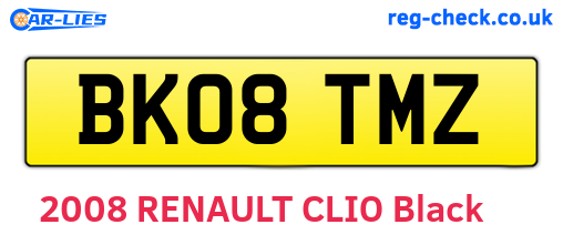 BK08TMZ are the vehicle registration plates.