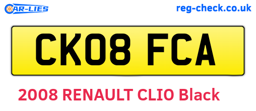 CK08FCA are the vehicle registration plates.