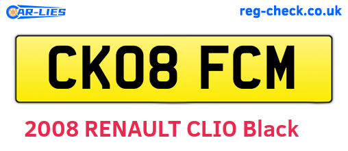 CK08FCM are the vehicle registration plates.