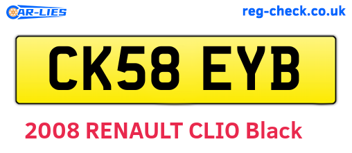 CK58EYB are the vehicle registration plates.