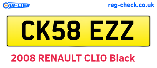 CK58EZZ are the vehicle registration plates.