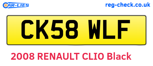 CK58WLF are the vehicle registration plates.