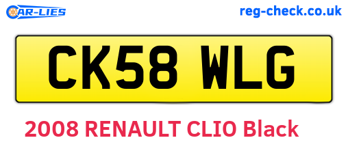CK58WLG are the vehicle registration plates.