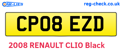 CP08EZD are the vehicle registration plates.