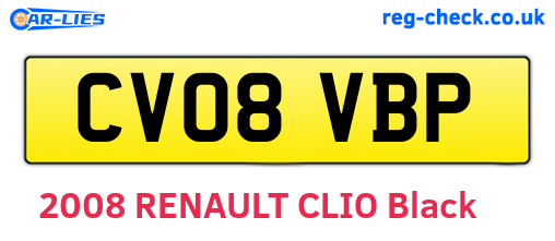 CV08VBP are the vehicle registration plates.