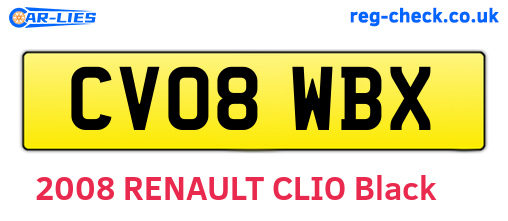 CV08WBX are the vehicle registration plates.
