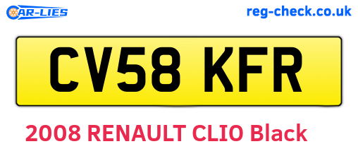 CV58KFR are the vehicle registration plates.