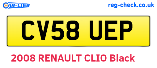 CV58UEP are the vehicle registration plates.