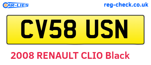 CV58USN are the vehicle registration plates.