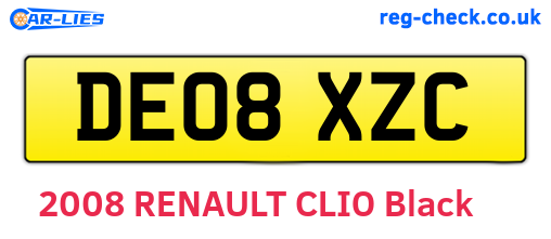 DE08XZC are the vehicle registration plates.