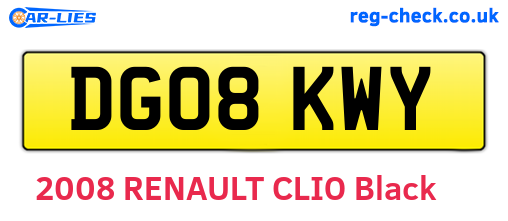 DG08KWY are the vehicle registration plates.