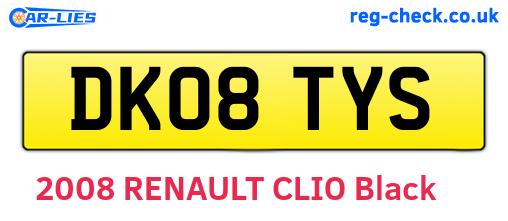 DK08TYS are the vehicle registration plates.