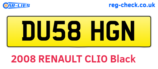 DU58HGN are the vehicle registration plates.