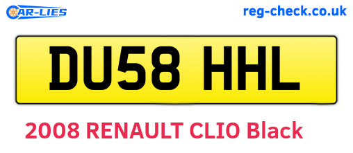 DU58HHL are the vehicle registration plates.