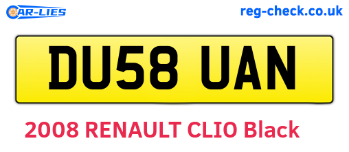 DU58UAN are the vehicle registration plates.