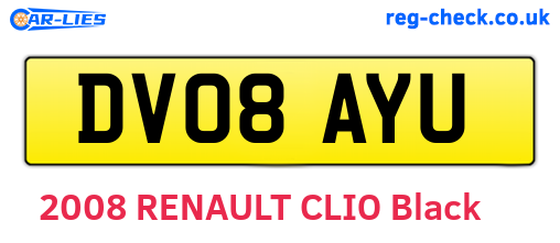 DV08AYU are the vehicle registration plates.