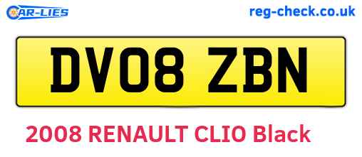 DV08ZBN are the vehicle registration plates.